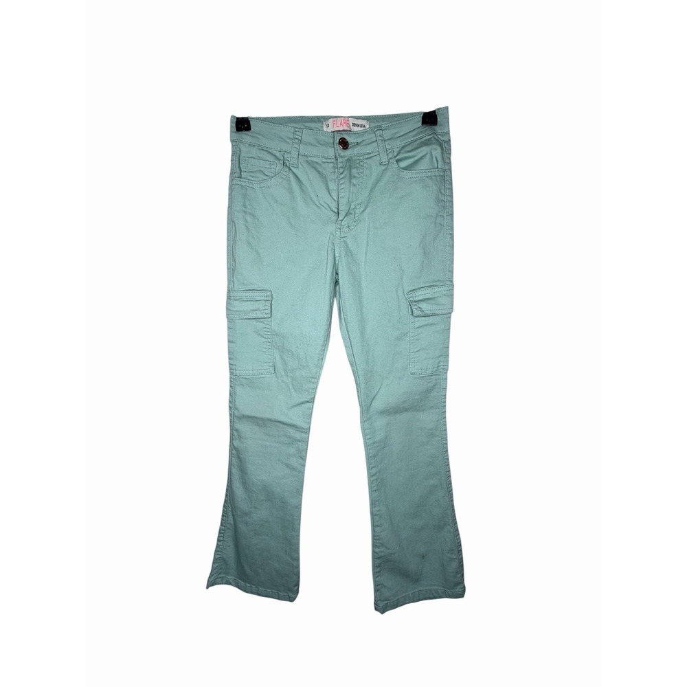 Denim Diva Girls Size 12 Mint Green Flared Leg Cargo Jeans